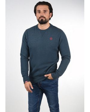 Solid Sweatshirt Sdbenn O-Neck Sweatpullover Mit Weicher Fleece-Innenseite - Blau
