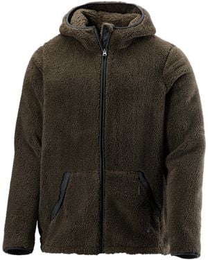 John Devin Kapuzenstrickjacke in weichem Teddyfleece - Schwarz