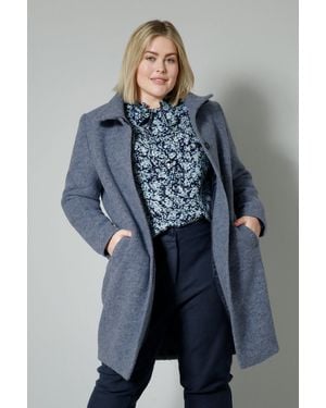 Sara Lindholm Wintermantel Mantel Wollmix Stehkragen verdeckte Knöpfe - Blau