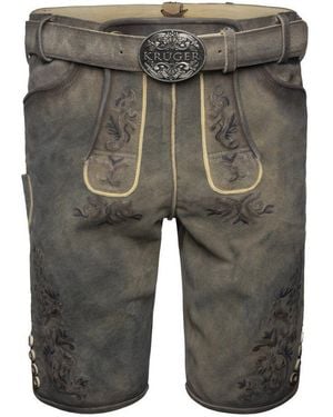 KRÜGER Trachtenlederhose Juan Herren (1-Tlg) Trachtenlederhose, Trachtenhose, Bayerische Lederhose, Oktoberfest - Grau