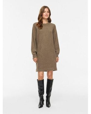 Vila Strickkleid Vinikolina O-Neck L/S Knit Dress - Schwarz