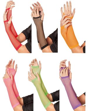 Metamorph Kostüm Fingerlose Netzhandschuhe in diversen Farben - Rot