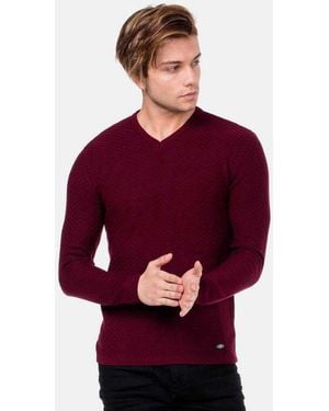 Cipo & Baxx V-Ausschnitt-Pullover Pullover (1-Tlg) Mit Karomuster, Cp-169 - Rot