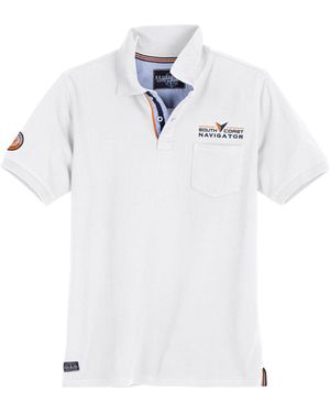 Redfield Übergröße Poloshirt weiß Brusttasche maritim