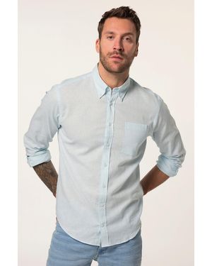 JP1880 Businesshemd Hemd Langarm Leinenmix Buttondown-Kragen - Grau