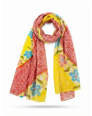 Sunsa Modeschal Schal Tuch Baumwolle Halstuch mit Aufdruck, Blumen Design - Orange