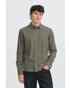 Blend Langarmhemd Bhcalli Shirt Baumwolle, Regular Fit - Grau