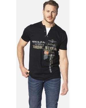 Jan Vanderstorm T-Shirt ULJAS mit nordischen Aufdruck - Schwarz