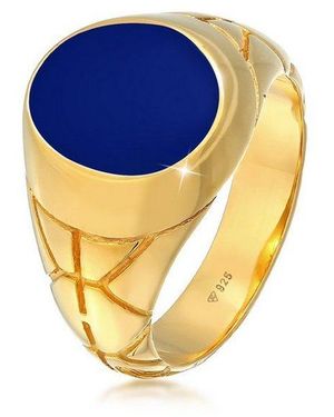 Kuzzoi Siegelring Basic Herren Siegelring Oval Emaille 925Er Silber - Blau