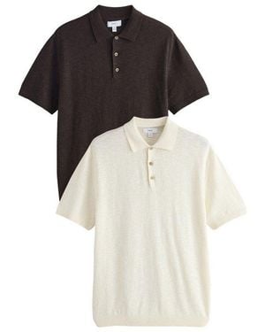 Next Polokragenpullover Regular Fit Poloshirts - Braun