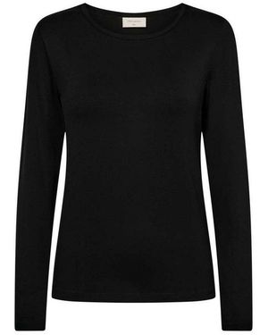 Freequent Langarmshirt Rundhalsshirt Mit Viskose Und Stretch - Schwarz