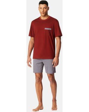 Schiesser Pyjama Comfort Nightwear (Set, 2 tlg) Schlafanzug - Rot