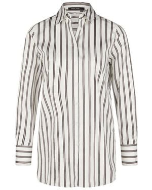 MARC AUREL Blusenshirt Hemd aus Baumwollsatin white varied - Weiß