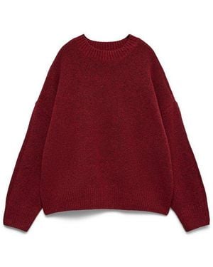 Vero Moda Strickpullover Vmboom Ls O-Neck Pullover Ga Noos Materialmix, Loose Fit - Rot