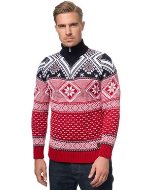 Rusty Neal Strickpullover mit winterlichem Muster - Rot