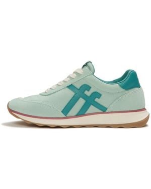Fitflop Retro-Q Ff Fabric/Suede Sneakers Keilsneaker Schnürschuh, Freizeitschuh, Halbschuh Mit Kontrastbesatz - Grün