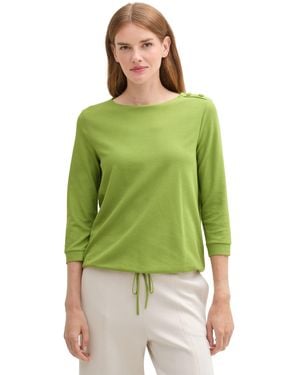 Tom Tailor 3/4-Arm-Shirt mit Kordelzug am Saum - Grün