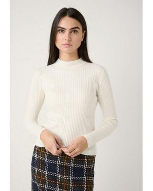 MORE&MORE Rundhalspullover Schmaler, Softer Basic-Pullover - Weiß
