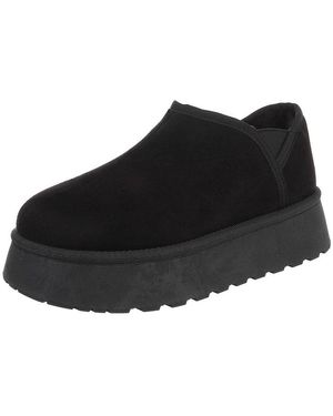 Ital-Design Damen Slip-On Plateau Schuh Mit Profilsohle Snowboots (92214524) Flach Stiefeletten - Schwarz