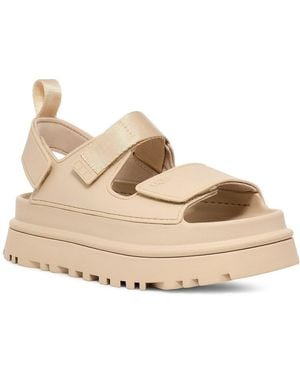 UGG W Goldenglow Sandale, Sommerschuh, Strandschuh, Plateausandale Mit Klettverschlüsse - Natur