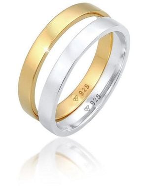 Elli Jewelry Ring-Set Bandring Basic Bi-Color Set (2 Tlg) 925 Silber, Bi Color_Tri Color - Weiß