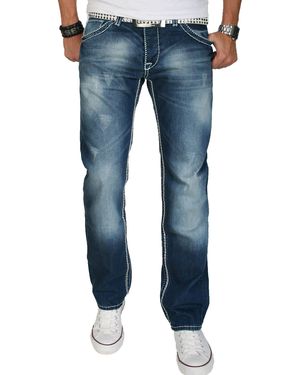 Alessandro Salvarini Straight-Jeans ASRigio mit auffälligen dicken Nähten - Blau