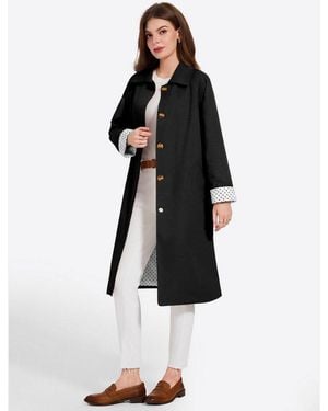 Imily Bela Trenchcoat Damen Übergangsmantel Mit Knopfleiste (Packung, 1-Tlg. 1Per-Pack) Mit Kontrastfutter - Schwarz