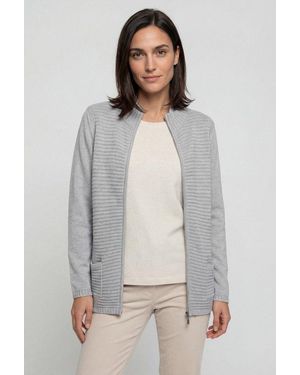 Olsen Cardigan Mit Strukturstrick Und Reißverschluss Weiche Strickjacke - Grau