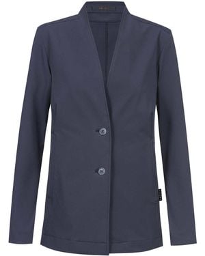Greiff Jackenblazer FLOW Business Blazer V-Neck Regular Stretch Marine - Blau