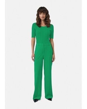 Comma, Chinos Hose Hochwertige Hose Mit Wide Leg - Grün