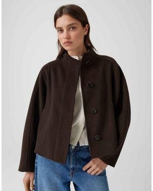 Opus Wolljacke Jacke Aus Doppellagige Wollqualität Regular Fit Paspeltaschen Vorne - Schwarz