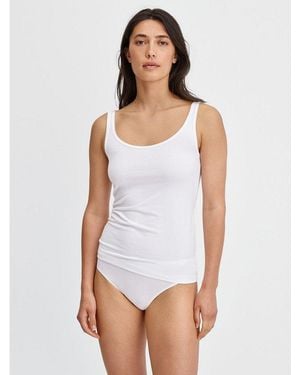 CALIDA Shirttop Essential Cotton Baumwoll-Mix, Single Jersey, Elastisch, Rundhalsausschnitt - Weiß
