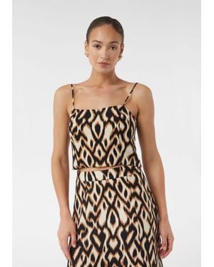 Comma, Blusentop Top mit Smokdetail und All-over-Print - Weiß