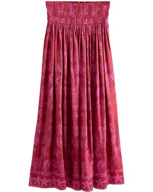 Next Glänzender Maxirock aus Satin mit Print (1-tlg) - Rot
