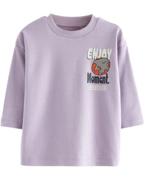 Next Langarmshirt mit Rückenmotiv aus 100 % Baumwolle (1-tlg) - Lila