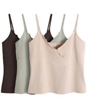 The Set Trägertop Verkürzte Camisoles Mit Rüschen, 3Er-Pack (3-Tlg) - Natur