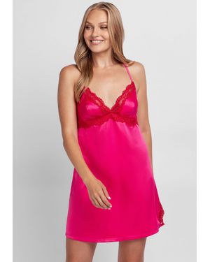 DORINA Negligé Origins mit Spitze, schmale Träger, tiefer V-Ausschnitt - Pink