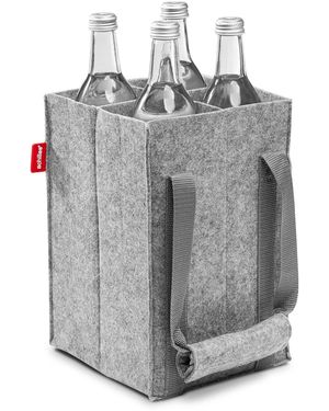 Achile Flaschenkorb Flaschentasche mit 4 ächer, Auch für 1,5 Liter Flaschen, Flasche - Grau