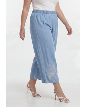 Yoek Bootcuthose Damen Hose Mit Druck - Blau