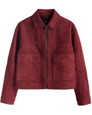 Next Lederjacke Hemdjacke mit Reißverschluss aus Velourskunstleder (1-St) - Rot