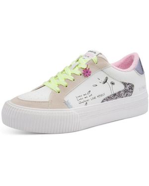 Tamaris Plateausneaker Freizeitschuh, Halbschuh, Schnürer Mit Kontrastbesätzen Und Glitzer - Schwarz