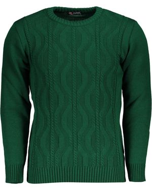 U.S. Grand Polo Strickpullover Grüner Pullover mit Zopfmuster und Kontrastdetails