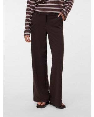 Vero Moda Anzughose Vmzamira Mw Wide Pant Noos Materialmix, Wide Fit, Regular Waist - Braun