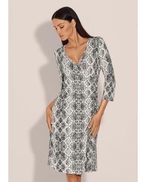 Madeleine Jerseykleid Jersey-Kleid mit Unikat-Print - Natur