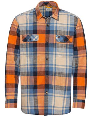 Camel Active Langarmhemd Kariertes Hemd aus reiner Baumwolle - Blau