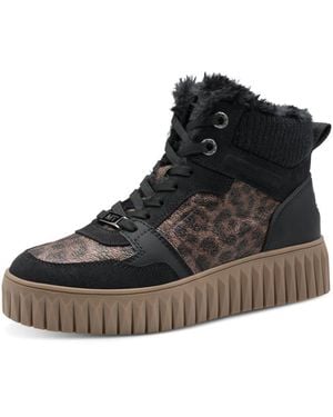 Marco Tozzi Winterboots Plateau, Schnürboots, Schnürstiefelette, Mit Kontrastbesätzen - Schwarz