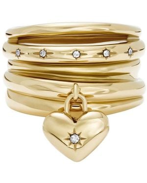 Fossil Fingerring Schmuck Geschenk Edelstahl Ring Sadie, Mit Glasstein - Schwarz