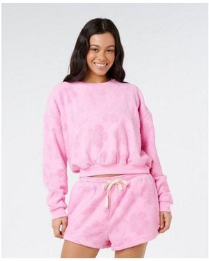 Rip Curl Sweatshirt Paradise Terry Crew Weicher Frottee-Pullover Mit Lässigem Surf-Style Und Bequemer - Pink