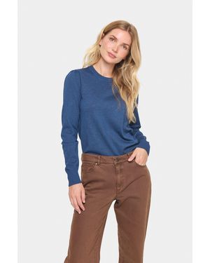 Saint Tropez Rundhalspullover MilaSZ - Blau