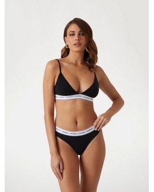 Guess Tanga Carrie Thong Mit Logobund, Baumwollmix - Schwarz